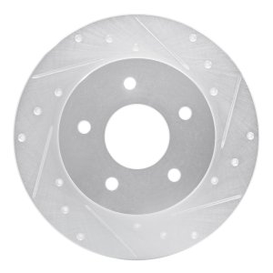 Nissan Kicks Brake Rotor (1) - Rear Right - R1 Concepts - Drilled & Slotted - Silver - `19-`25